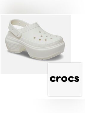NWT CROCS Men 11 Classic Platform Stomp Clog Cream sandals shoes sneakers